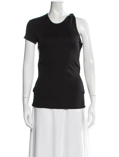 Pre-owned Christopher Esber Asymmetrical Short Sleeve Top In Black