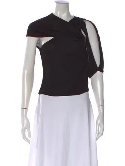 Pre-owned Christopher Esber Asymmetrical Short Sleeve Top In Black