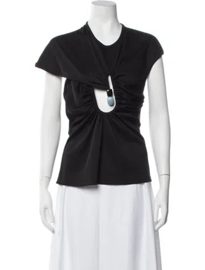 Pre-owned Christopher Esber Asymmetrical Short Sleeve Top In Black