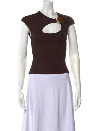Pre-owned Christopher Esber Asymmetrical Short Sleeve Top In Gray