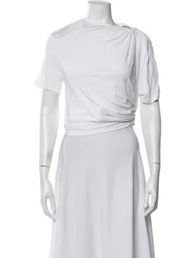 Pre-owned Christopher Esber Asymmetrical Short Sleeve Top W/ Tags In White