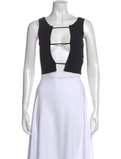 Pre-owned Christopher Esber Asymmetrical Sleeveless Crop Top In Black