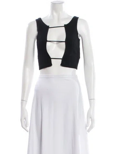 Pre-owned Christopher Esber Asymmetrical Sleeveless Crop Top In Black