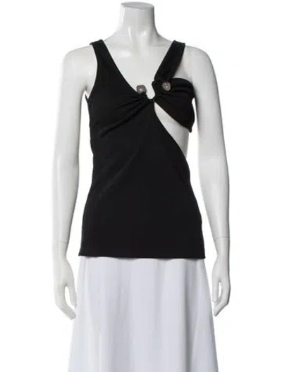Pre-owned Christopher Esber Asymmetrical Sleeveless Crop Top In Black