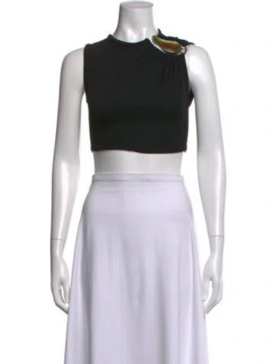 Pre-owned Christopher Esber Asymmetrical Sleeveless Crop Top In Black/white