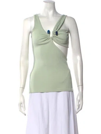 Pre-owned Christopher Esber Asymmetrical Sleeveless Crop Top In Green