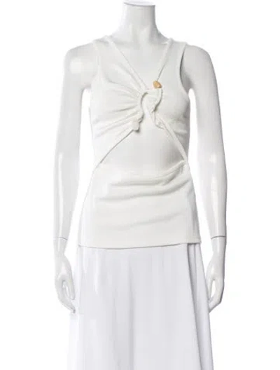 Pre-owned Christopher Esber Asymmetrical Sleeveless Crop Top In White