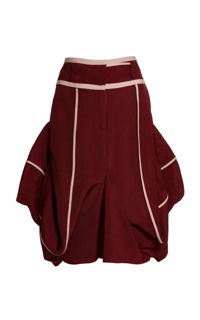 Christopher Esber Atlas Morphed Wool Midi Skirt In Red