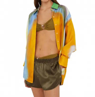 Christopher Esber Aura Silk Slim Shirt In Tangelo Aura Print In Multi