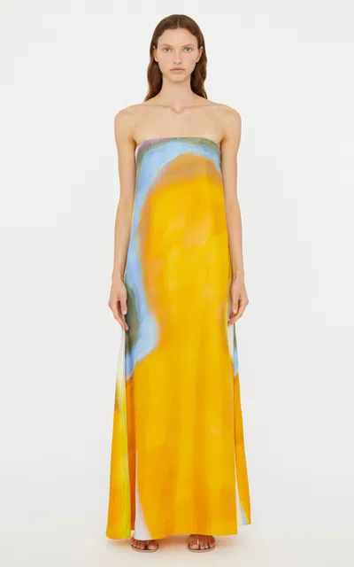 Christopher Esber Aura Silk Strapless Dress In Orange