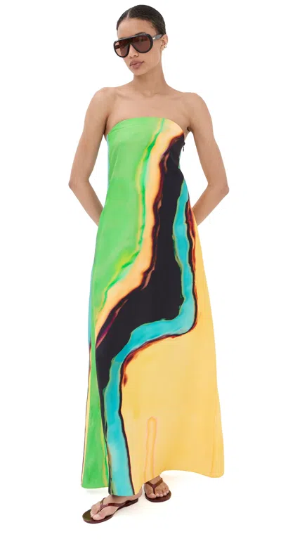 Christopher Esber Aura Strapless Silk Midi Dress In Multi