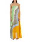 Christopher Esber Aura Silk Strapless Maxi Dress In Tangelo Aura Print In Multi