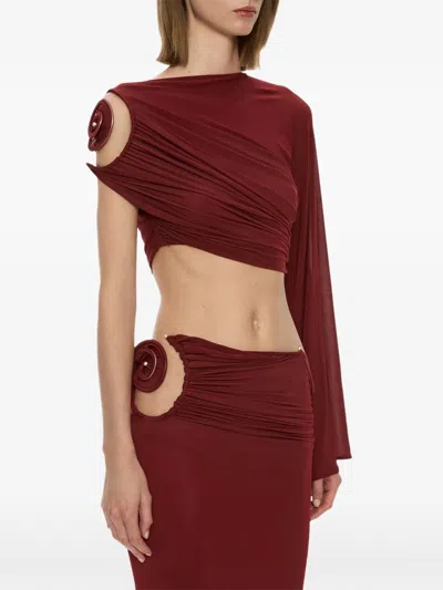 Christopher Esber Aurelia Sculpted Spiral Skirt In Burgundy