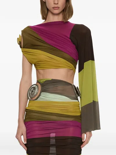Christopher Esber Aurelia Sculpted Spiral-drape Top In Multi