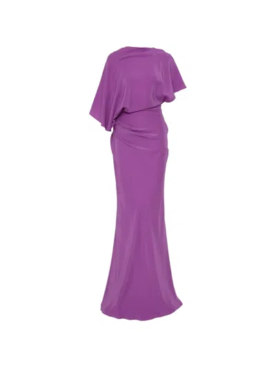 Christopher Esber Backless Draped Slim-fit-skirt Maxi Dress In Purple