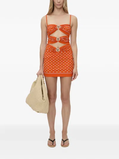 Christopher Esber Bandana Orbit Mini Dress In Brown