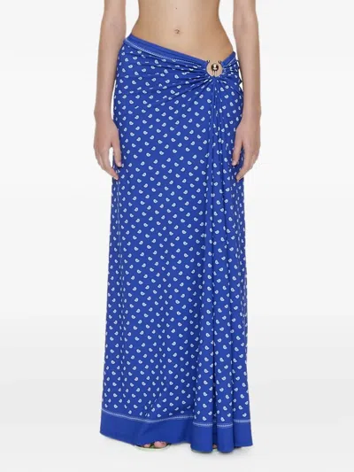Christopher Esber Bandana-print Ruched Long Skirt In Brown