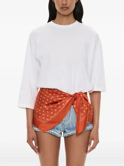 Christopher Esber Bandana-print Scarf-detail T-shirt In Brown