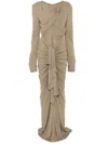 Christopher Esber Bateau Draped Maxi Dress In Green