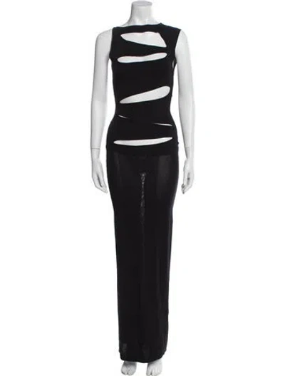 Pre-owned Christopher Esber Bateau Neckline Long Dress In Black