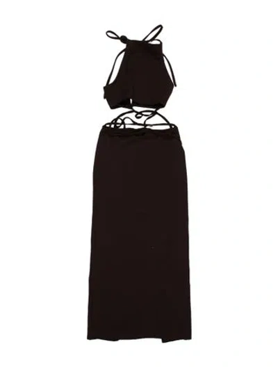 Pre-owned Christopher Esber Bateau Neckline Long Dress In Brown