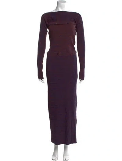 Pre-owned Christopher Esber Bateau Neckline Long Dress In Burgundy