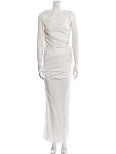 Pre-owned Christopher Esber Bateau Neckline Long Dress In White