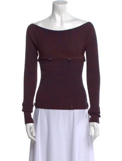 Pre-owned Christopher Esber Bateau Neckline Long Sleeve Top In Multi