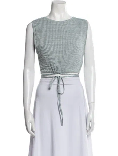 Pre-owned Christopher Esber Bateau Neckline Sleeveless Crop Top W/ Tags In Blue