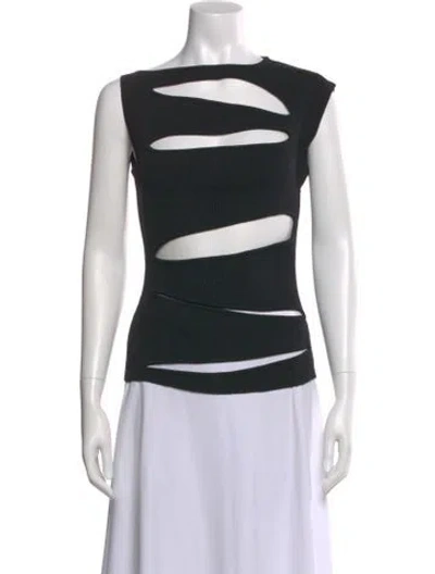 Pre-owned Christopher Esber Bateau Neckline Sleeveless Top In Black
