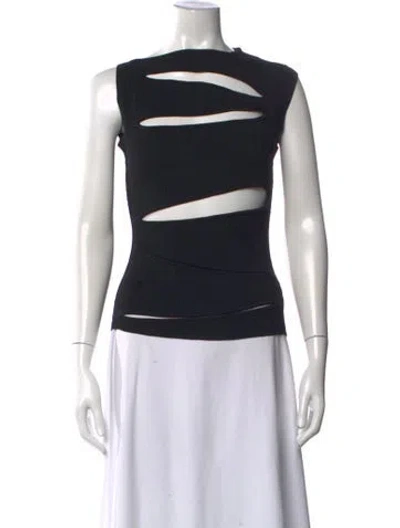 Pre-owned Christopher Esber Bateau Neckline Sleeveless Top In Black