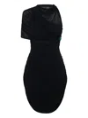 Christopher Esber Beach Glass Ruched Asymmetric Jersey Mini Dress In Black