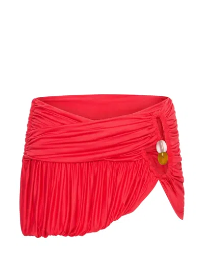 Christopher Esber Beach Glass Bubble Ruched Mini Skirt In Red