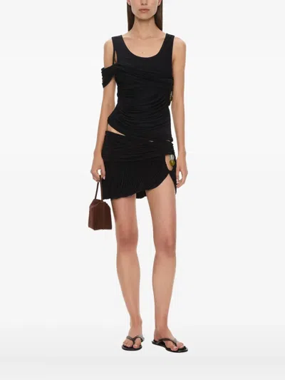 Christopher Esber Beach Glass Shawl Jersey Tank Top In Black