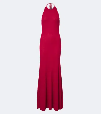Christopher Esber Beach Quarth Embellished Cotton-blend Gown In Red