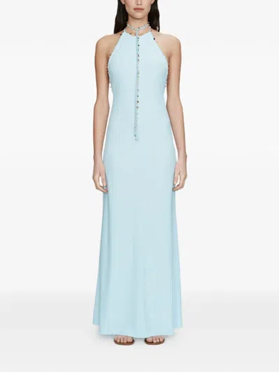 Christopher Esber Beach Quartz Halter Dress In Blue
