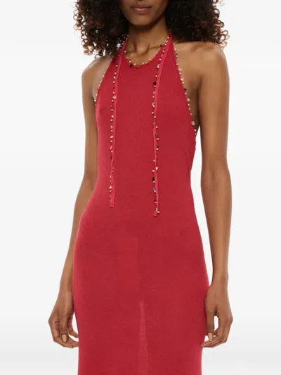 Christopher Esber Beach Quartz Halter Dress In Red