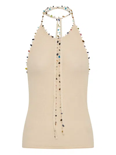 Christopher Esber Beach Quartz Halter-neck Tank Top In Nude