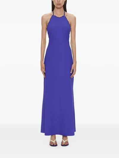 Christopher Esber Beach Quartz Halterneck Dress In Blue