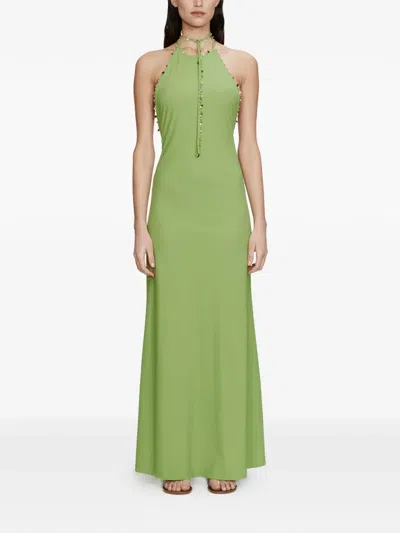 Christopher Esber Beach Quartz Halterneck Embellished Dress In Green