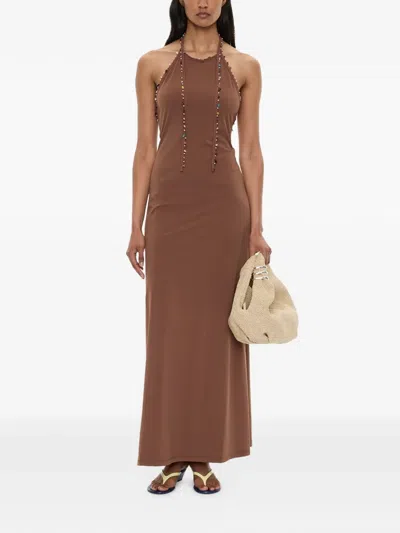 Christopher Esber Beach Quartz Halterneck Long Dress In Brown