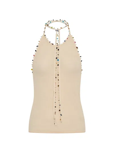 Christopher Esber Beach Quartz Stone-embellished Top In Blue