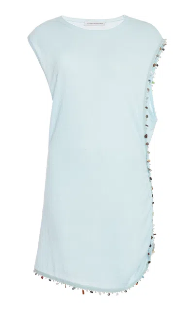 Christopher Esber Beach Quartz Tunic Cotton Mini Dress In Blue