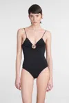 Christopher Esber Ruched Orbit Lycra One Piece Swimsuit In Black