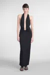 Christopher Esber Pierced Orbit Long Lycra Halter Dress In Black