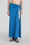 Christopher Esber Orbit Embellished Ruched Stretch-jersey Maxi Skirt In Blue