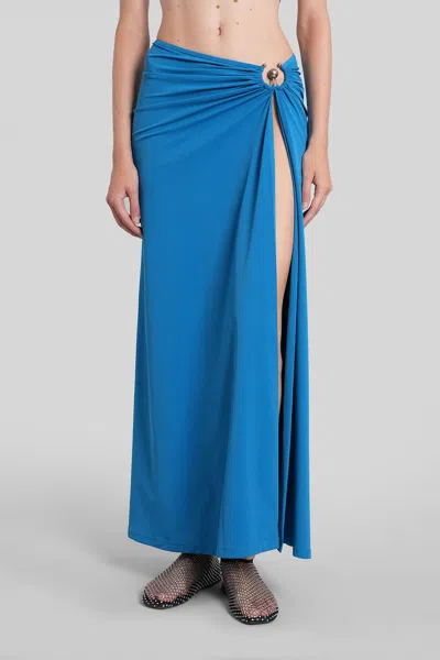 Christopher Esber Orbit Embellished Ruched Stretch-jersey Maxi Skirt In Blue