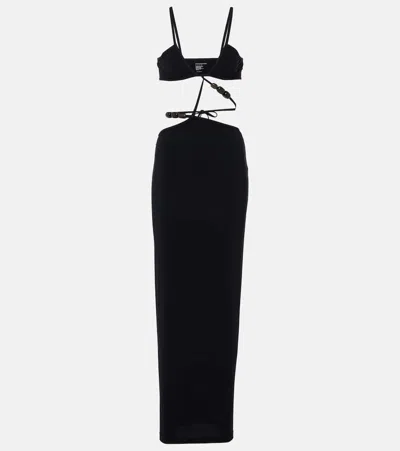 Christopher Esber Beaded Cutout Jersey Maxi Dress In Black