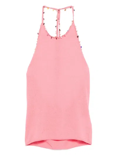 Christopher Esber Beaded Halterneck Top In Pink