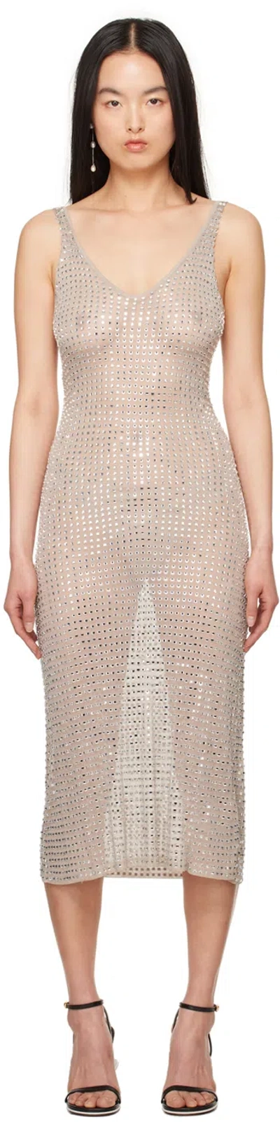 Christopher Esber Beige Cristalla Midi Dress In Natural